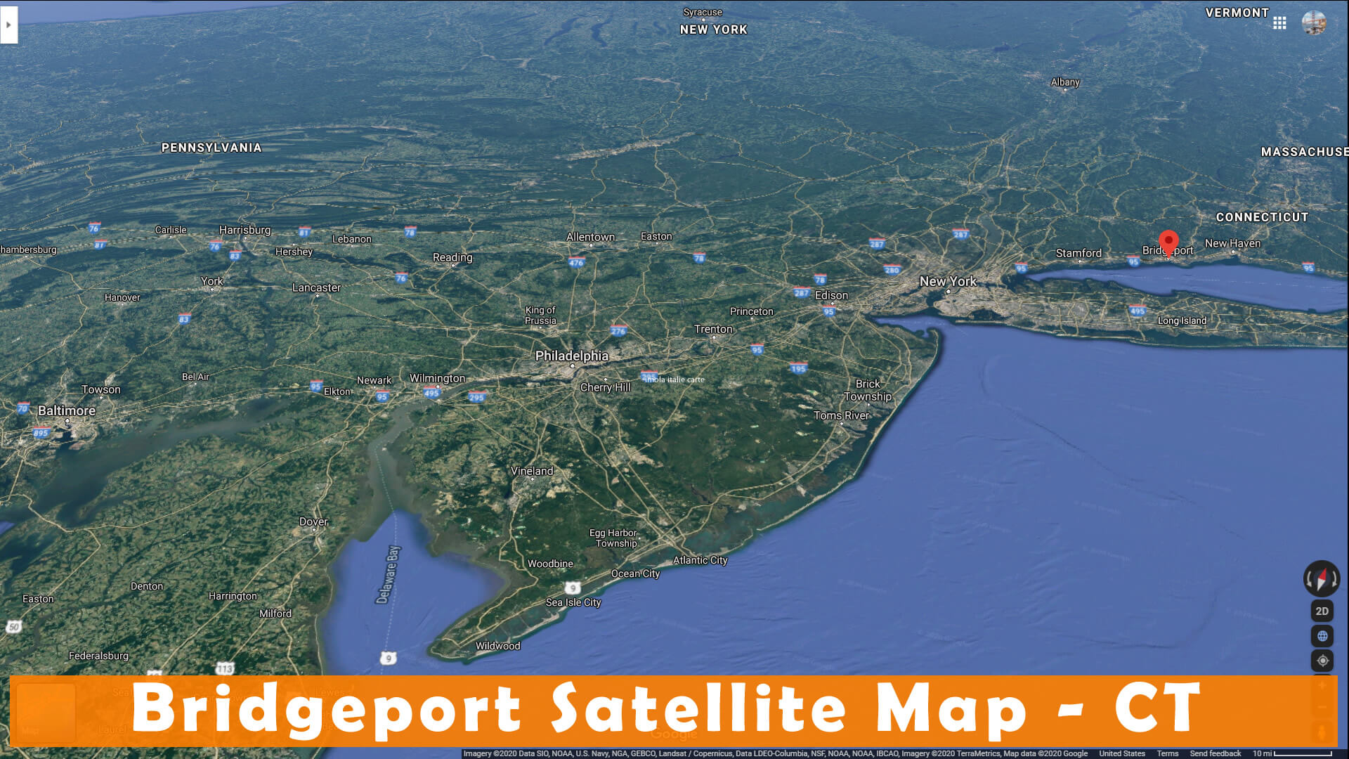 Bridgeport Satellite Map Connecticut